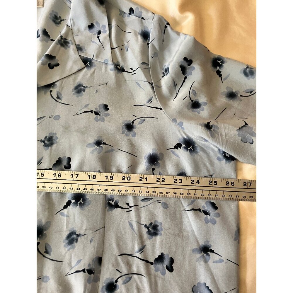 Casual Corner ANNEX Woman Blue Silk Short Sleeves Collar Buttons Blouse Top 22W - Picture 9 of 13